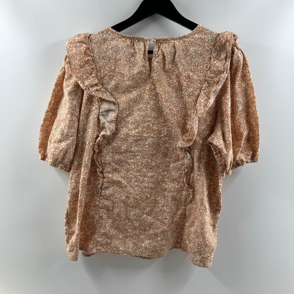 Universal Thread Orange Floral Ruffle Front Top Women’s Size Large - Picture 4 of 5